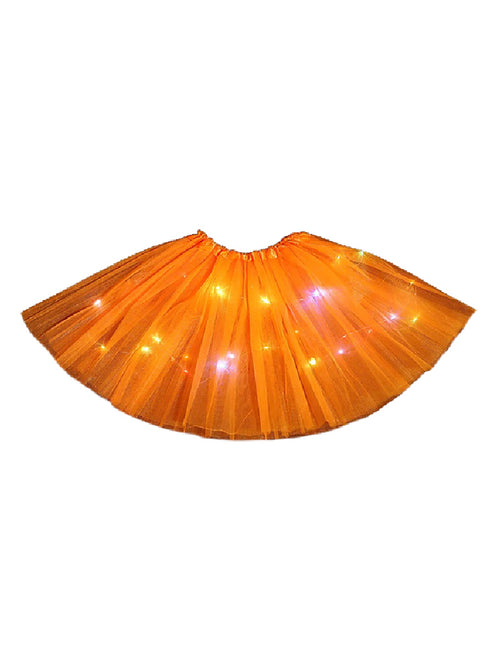 Little Girls Orange Elastic Waist LED Light Up Tutu Skirt 2-5T - SophiasStyle.com