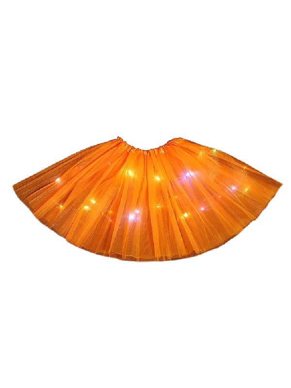 Little Girls Orange Elastic Waist LED Light Up Tutu Skirt 2-5T - SophiasStyle.com