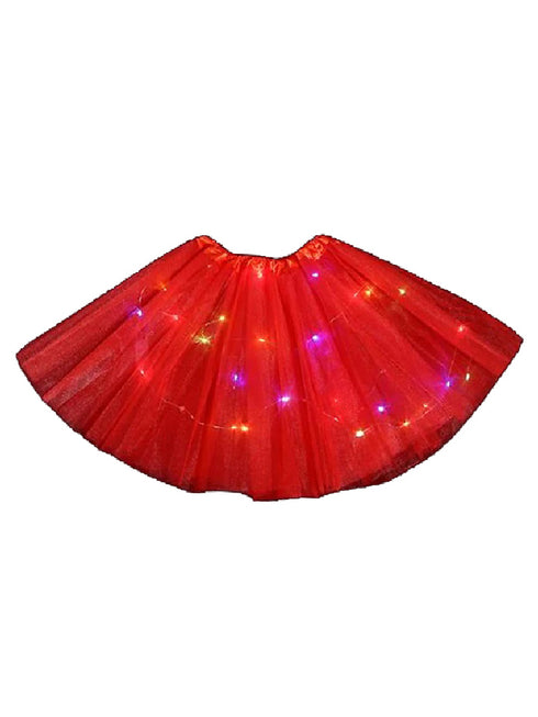 Little Girls Red Elastic Waist LED Light Up Tutu Skirt 2-5T - SophiasStyle.com