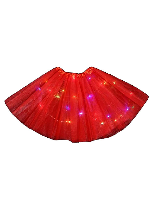 Little Girls Red Elastic Waist LED Light Up Tutu Skirt 2-5T - SophiasStyle.com