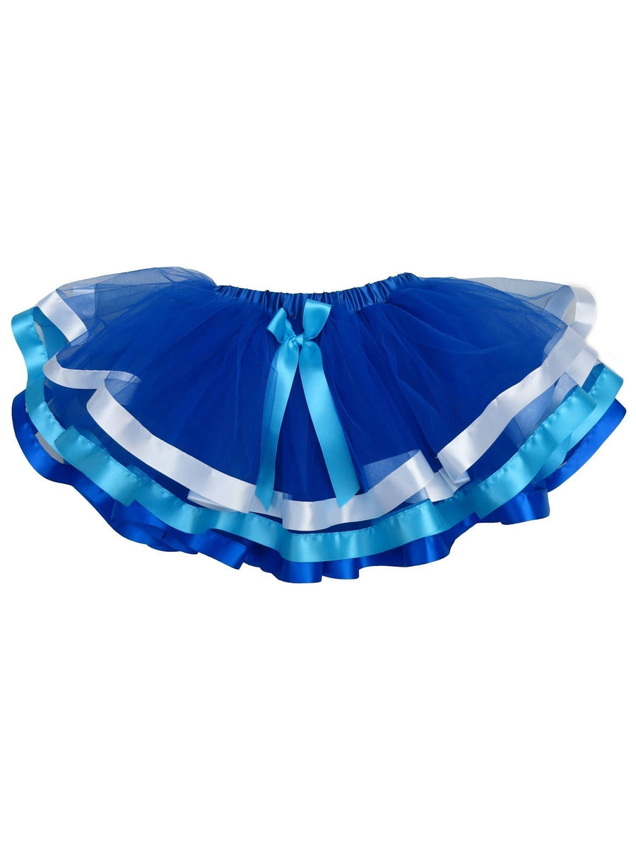 Girls Royal Blue Light Blue White Ribbon Trim Tutu Skirt 9M-8