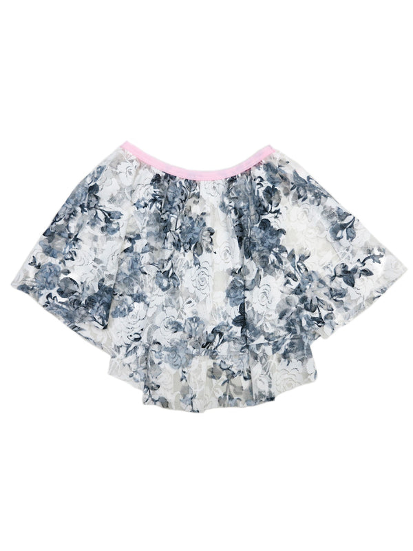 Little Girls Black White Lace Floral Print Hi Low Skirt 12M-6 - SophiasStyle.com