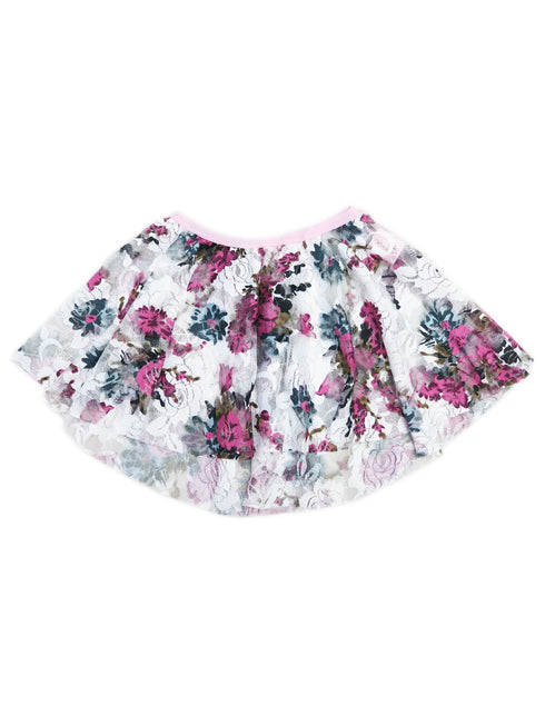 Little Girls Hot Pink Lace Floral Print Hi Low Skirt 12M-6 - SophiasStyle.com
