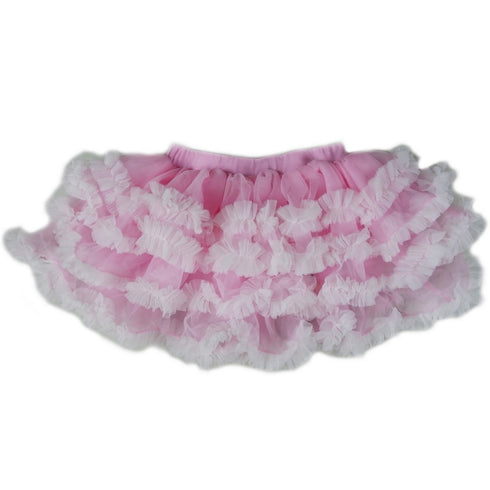 Girls Pink White Ruffle Trim Adorned Tutu Skirt S (9-24M)-XL (6-8) - SophiasStyle.com