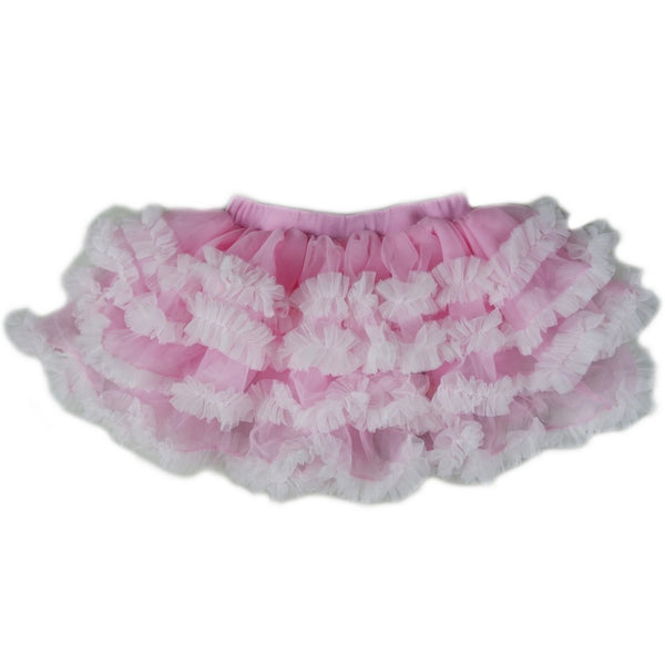 Girls Pink White Ruffle Trim Adorned Tutu Skirt S (9-24M)-XL (6-8) - SophiasStyle.com