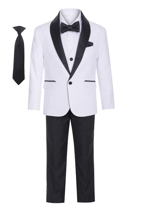 Magen Kids Little Boys Shawl Collar Tuxedo Slim Fit 7 Pc Suit 12M-6 - SophiasStyle.com