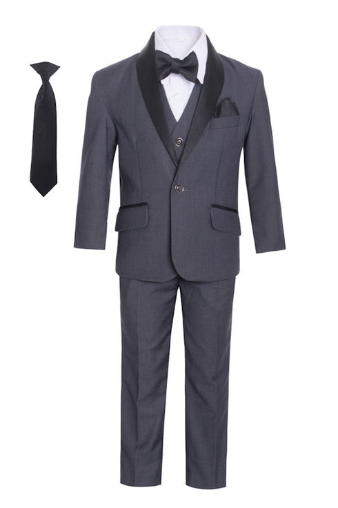 Magen Kids Little Boys Shawl Collar Tuxedo Slim Fit 7 Pc Suit 12M-6 - SophiasStyle.com