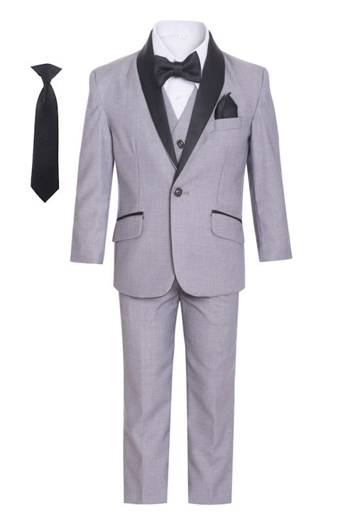 Magen Kids Little Boys Shawl Collar Tuxedo Slim Fit 7 Pc Suit 12M-6 - SophiasStyle.com