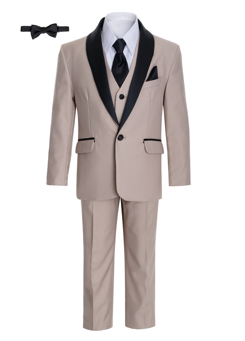 Magen Kids Little Boys Shawl Collar Tuxedo Slim Fit 7 Pc Suit 12M-6 - SophiasStyle.com