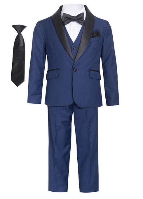 Magen Kids Little Boys Shawl Collar Tuxedo Slim Fit 7 Pc Suit 12M-6 - SophiasStyle.com