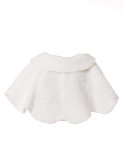 Rain Kids Big Girls White Furry Scalloped Special Occasion Cape 8-12 - SophiasStyle.com