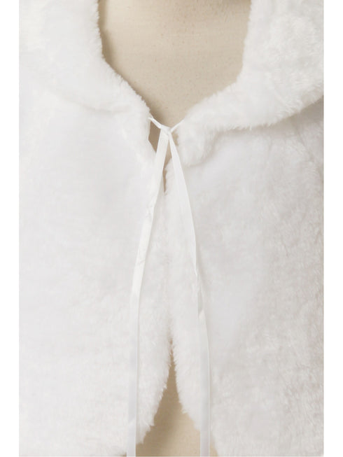 Rain Kids Little Girls White Furry Scalloped Edge Special Occasion Cape 2T-6 - SophiasStyle.com