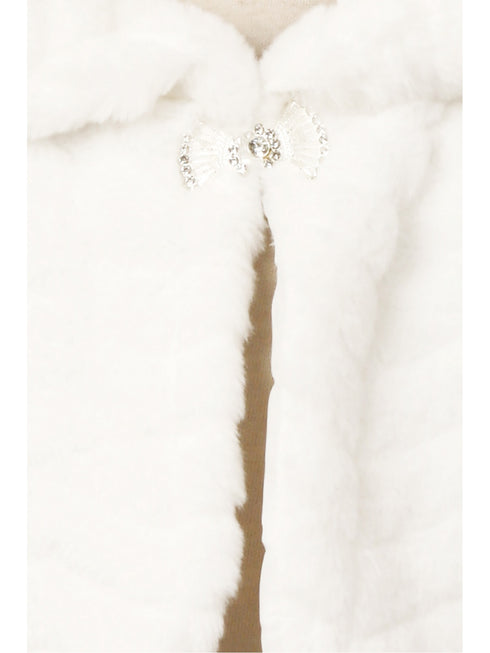 Rain Kids Big Girls White Fuzzy Rhinestone Special Occasion Shrug 8-12 - SophiasStyle.com