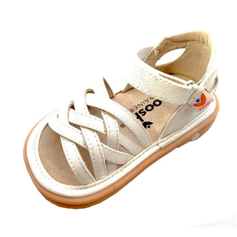 Mooshu Trainers Girls White Strappy Closed Heel Trudy Sandals 3 Baby-9 Toddler - SophiasStyle.com