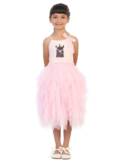 Kids Dream Big Girls Pink Flip Sequin Llama Corn Birthday Tutu Dress 8-12 - SophiasStyle.com