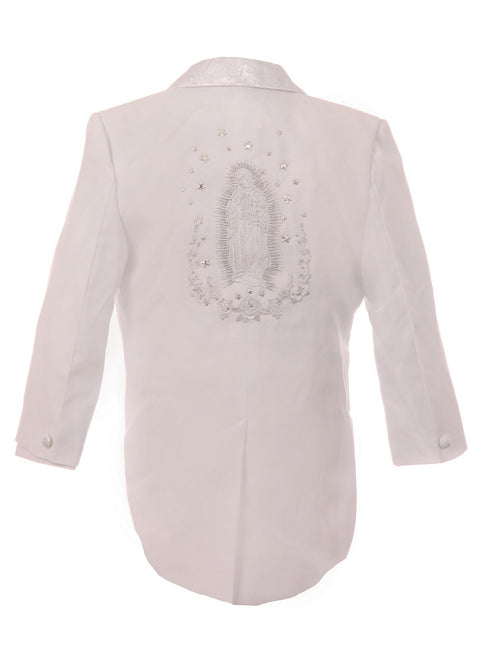 Rainkids Baby Boys White 6-pc Virgin Mary Embroidery Baptism Tuxedo Suit 6-24M - SophiasStyle.com