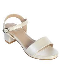 Little Girls Ivory Block Heel Buckle Closure Sandals 9-10 Toddler - SophiasStyle.com