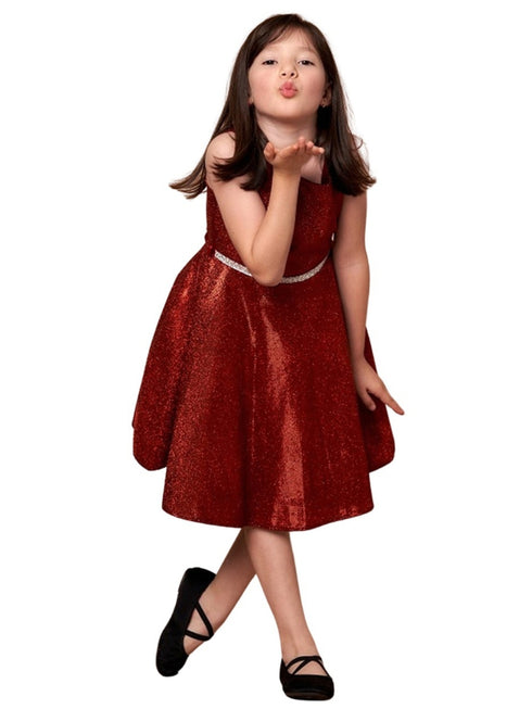 Little Girls Red Glitter Metallic Flower Girl Dress 2-6 - SophiasStyle.com