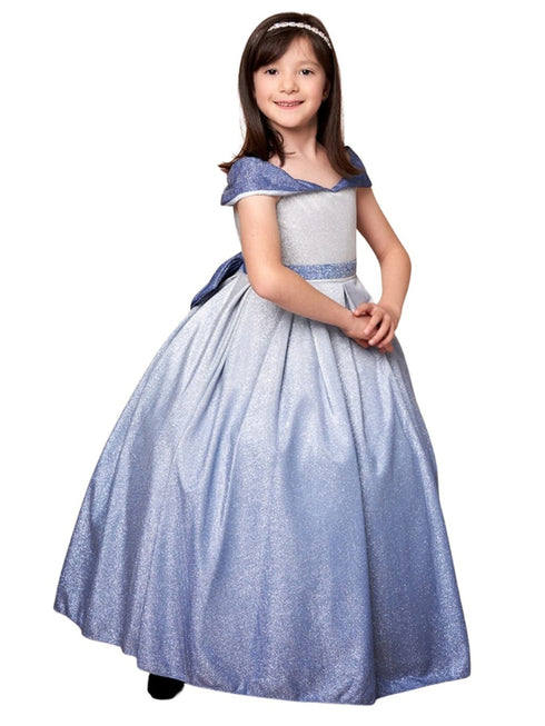 Little Girls Blue Silver Two Tones Gradation Metallic Flower Girl Dress 2-6 - SophiasStyle.com