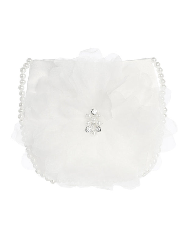 Tip Top Kids Girls White Elegant Pearl Rhinestone Communion Special Occasion Purse - SophiasStyle.com