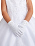 Tip Top Kids Girls White Lace Accent Matte Special Occasion Gloves - SophiasStyle.com