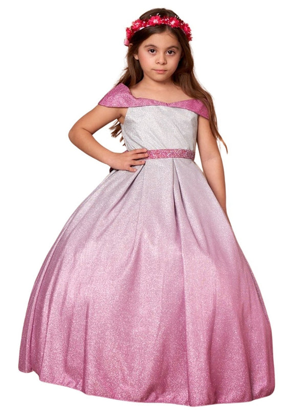 Little Girls Blush Silver Two Tones Gradation Metallic Flower Girl Dress 2-6 - SophiasStyle.com