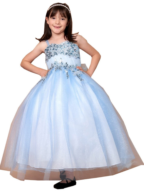 Little Girls Light Blue Embroidered Sweetheart Neckline Flower Girl Dress 2-6 - SophiasStyle.com
