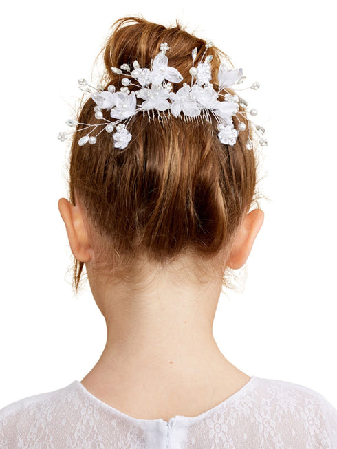 Tip Top Kids Girls Delicate Special Occasion Communion Flower Comb - SophiasStyle.com