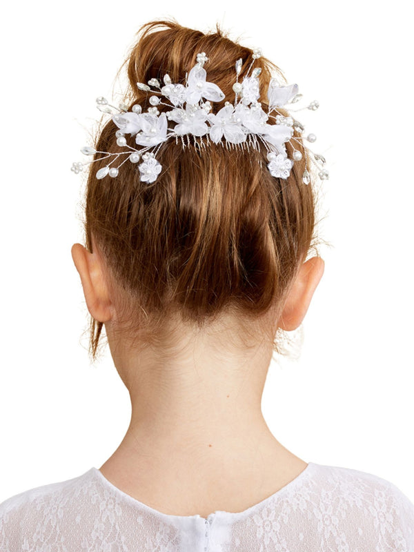Tip Top Kids Girls Delicate Special Occasion Communion Flower Comb - SophiasStyle.com