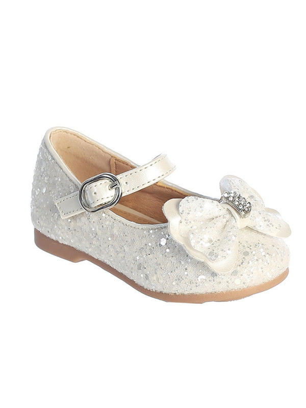 Tip Top Kids Girls Adorable Glitter Bow Accent Special Occasion Shoes, Small Sizes, 1-8 - SophiasStyle.com