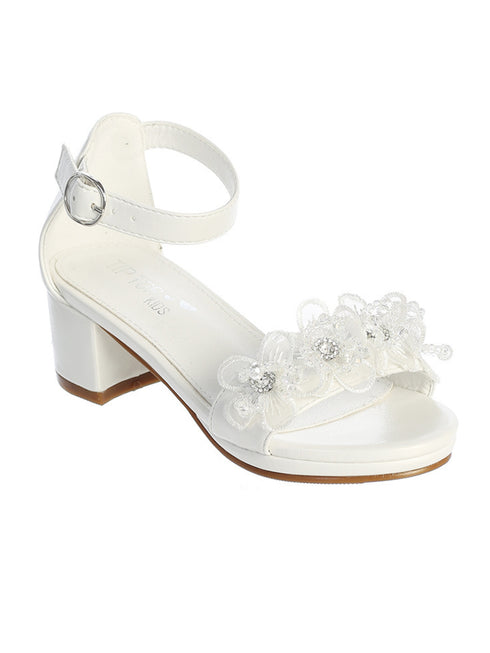 Tip Top Kids Girls Flower Adorned Low Heel Special Occasion Sandals, Sizes 9-5 - SophiasStyle.com