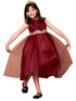 Big Girls Burgundy Sequin Bodice Hi Low Junior Bridesmaid Dress 8-16 - SophiasStyle.com