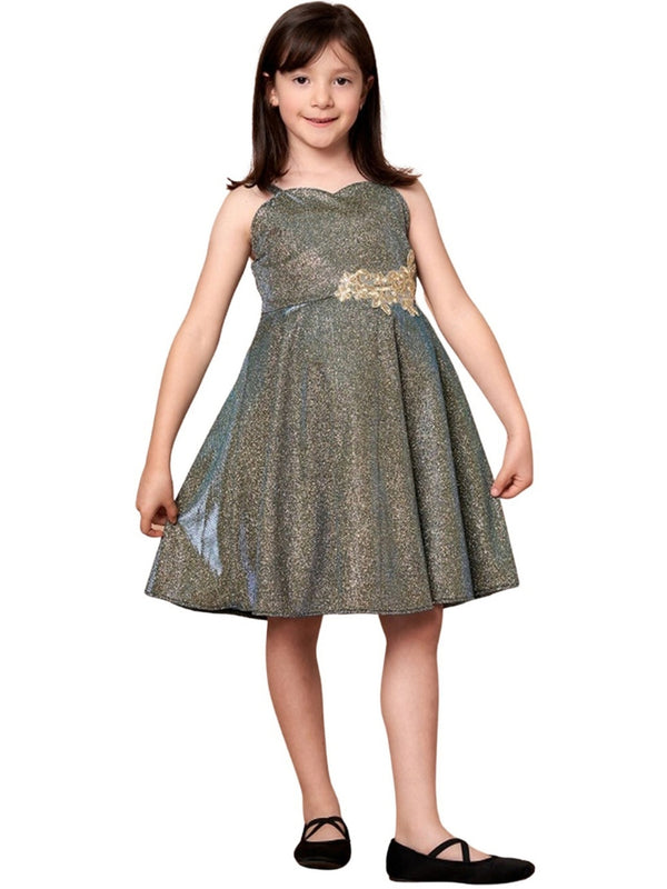 Big Girls Olive Glitter Metallic Strap Junior Bridesmaid Dress 8-16 - SophiasStyle.com