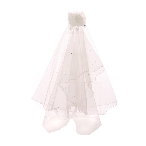 Cinderella Couture Girls Ivory Double Layer Mesh Comb Communion Flower Girl Veil - SophiasStyle.com