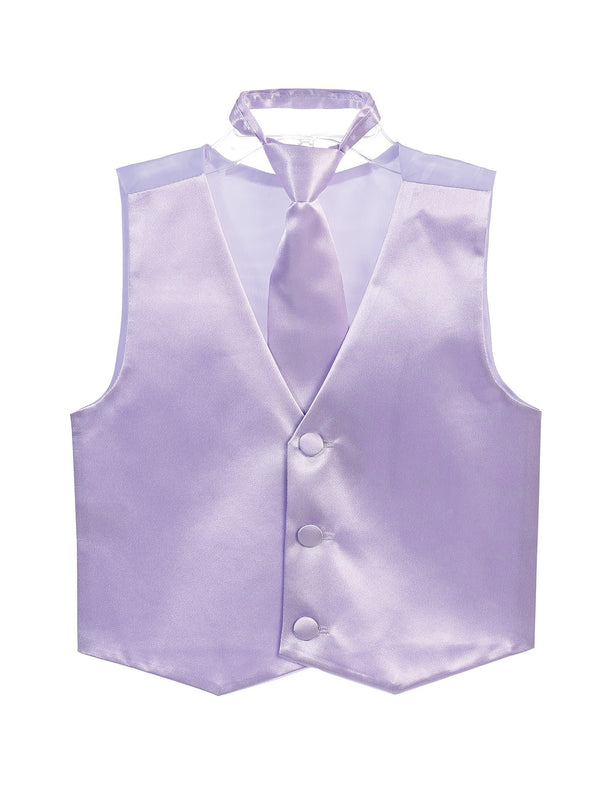 Tip Top Kids Little Boys Lilac Three Button Satin Vest Tie 2 Pc Set 2-6 - SophiasStyle.com
