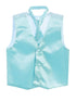 Tip Top Kids Big Boys Cyan Blue Three Button Satin Vest Tie 2 Pc Set 8-16 - SophiasStyle.com