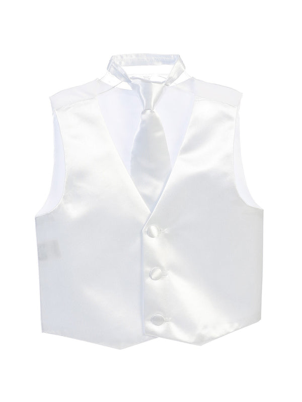 Tip Top Kids Big Boys White Three Button Satin Vest Tie 2 Pc Set 8-16 - SophiasStyle.com