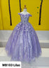 Little Girls Lilac Rhinestone Flower Applique Off Shoulder Ball Gown 3-6 - SophiasStyle.com