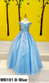 Big Girls Blue 3D Flower Organza Lace Off Shoulder Pageant Dress 8-16 - SophiasStyle.com