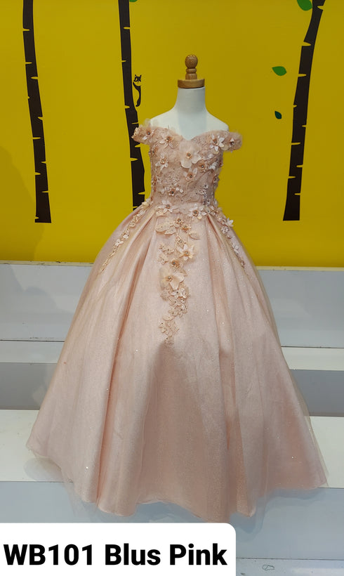 Little Girls Blush 3D Flower Organza Lace Off Shoulder Pageant Dress 3-6 - SophiasStyle.com