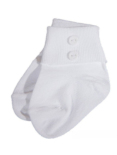 Little Things Mean A Lot Baby Boys White Buttons Anklet Socks 0-24M - SophiasStyle.com