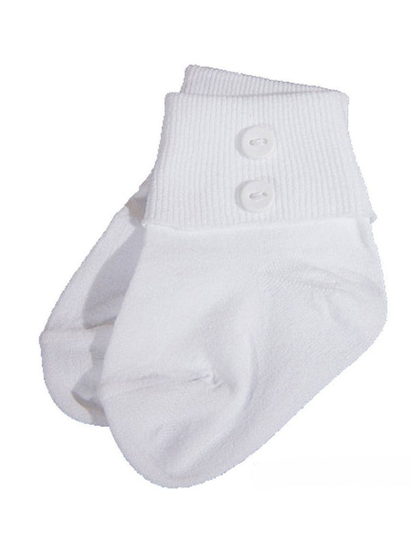 Little Things Mean A Lot Baby Boys White Buttons Anklet Socks 0-24M - SophiasStyle.com