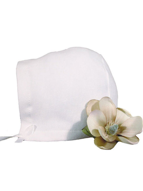 Little Things Mean A Lot Baby Girls White Embroidered Baptism Hat 0-12M - SophiasStyle.com