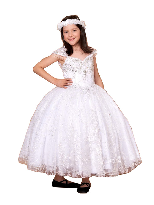 Girls Emerald Green Floral Appliques Ball Gown 3-16 - SophiasStyle.com