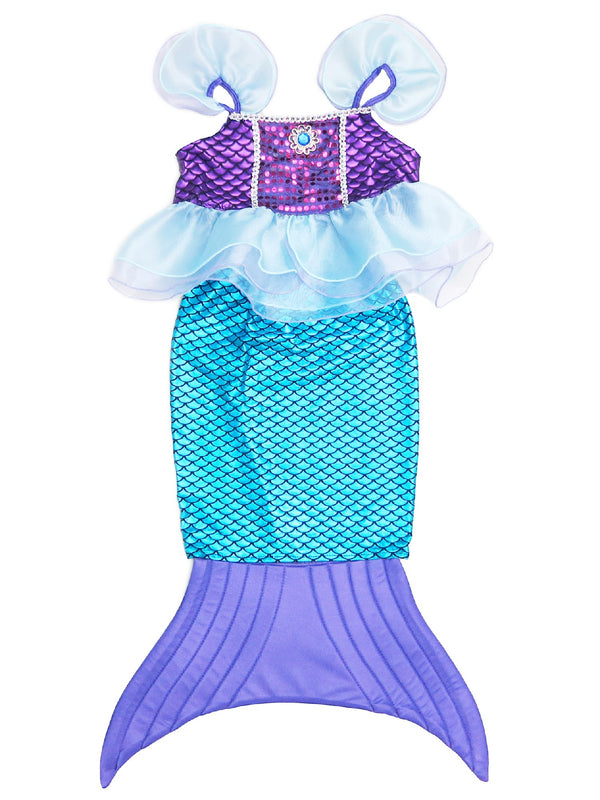 Girls Purple Blue Mermaid Fish Scale Tail Halloween 2 Pc Dress Costume 2-9 - SophiasStyle.com