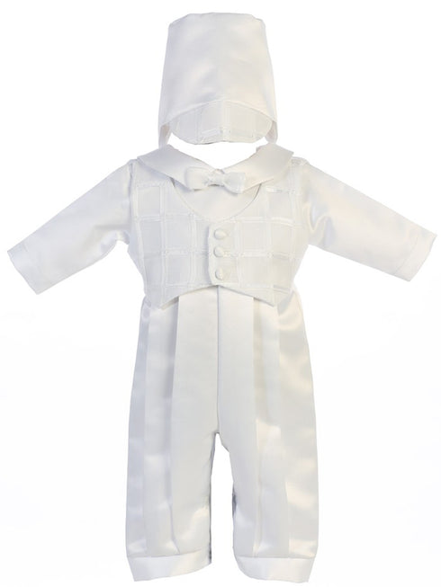 Lito Baby Boys White Tie Romper Hat Andrew Christening Outfit 0-18M - SophiasStyle.com