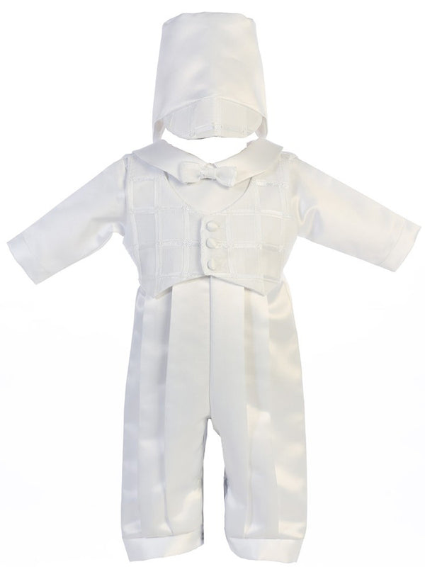 Lito Baby Boys White Tie Romper Hat Andrew Christening Outfit 0-18M - SophiasStyle.com