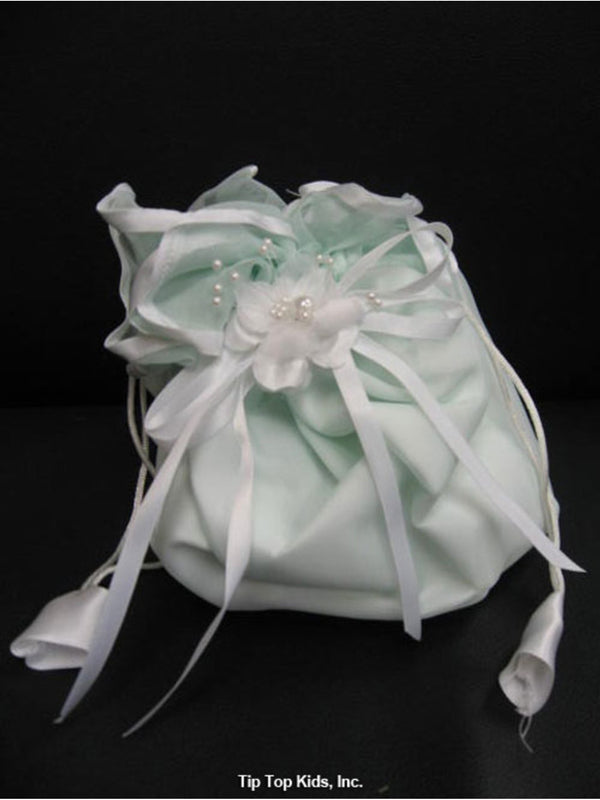 Tip Top Kids Girls Mint Flower Embellished Close-Out Communion Purse - SophiasStyle.com