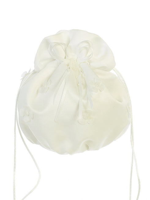 Tip Top Kids Girls Ivory Pearl Daisy Flower Satin Stylish Communion Purse - SophiasStyle.com