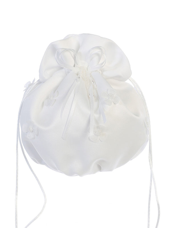 Tip Top Kids Girls White Pearl Daisy Flower Satin Stylish Communion Purse - SophiasStyle.com